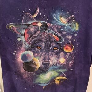 The Mountain Purple Cosmic Wolf Short Sleeve Tee